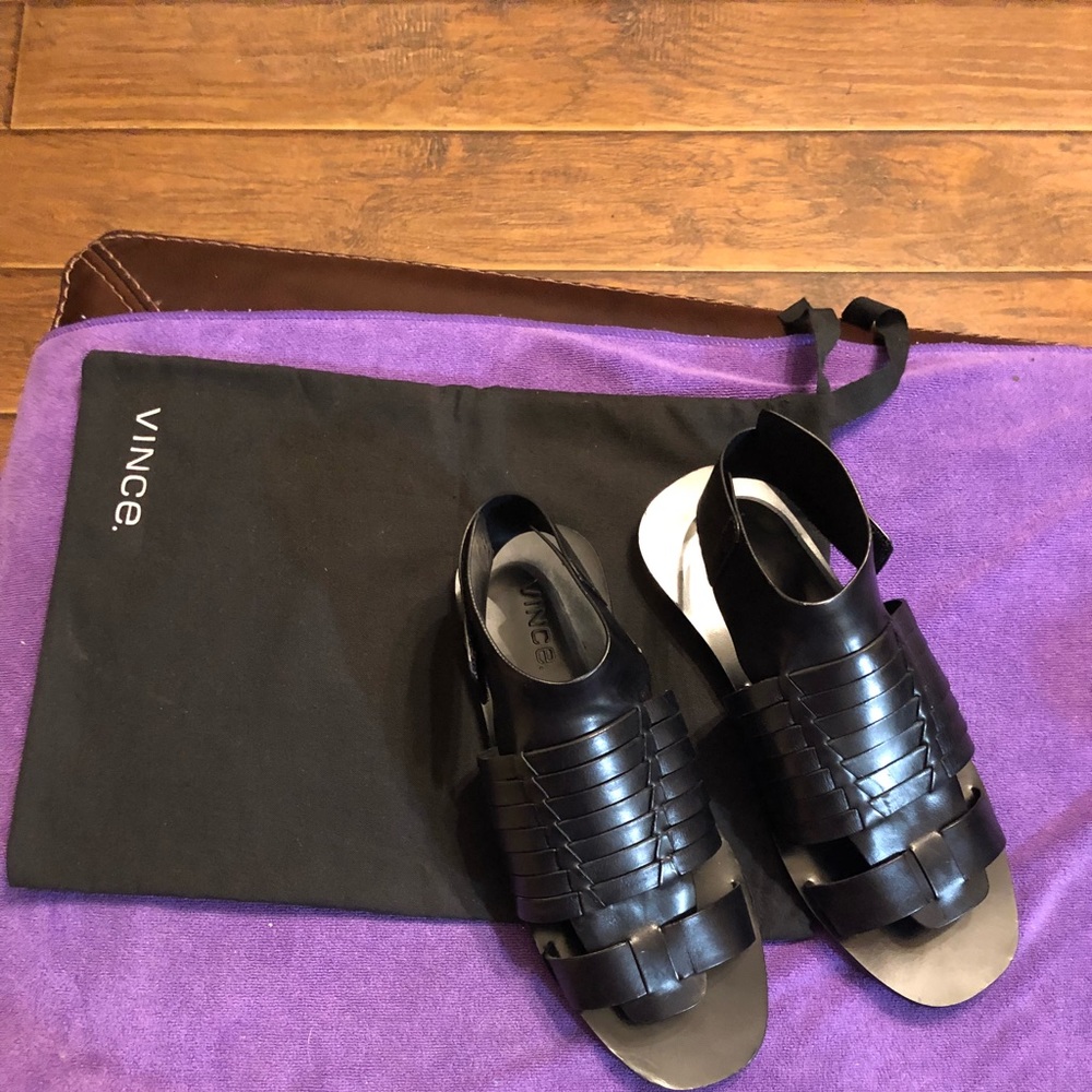 VINCE Women Black Slide Strap Flat Sandals